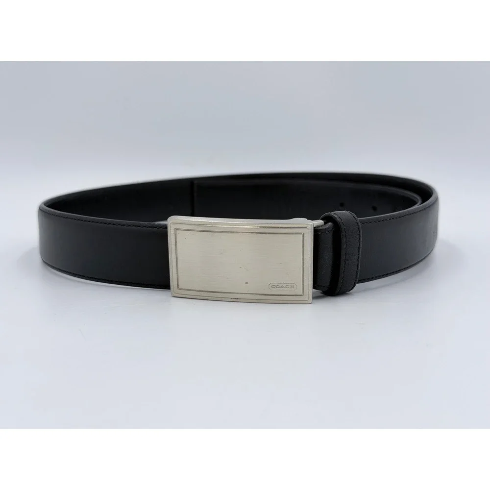 Coach Leather Belt Mens 30 Black Calfskin‎ Brass Buckle 80033